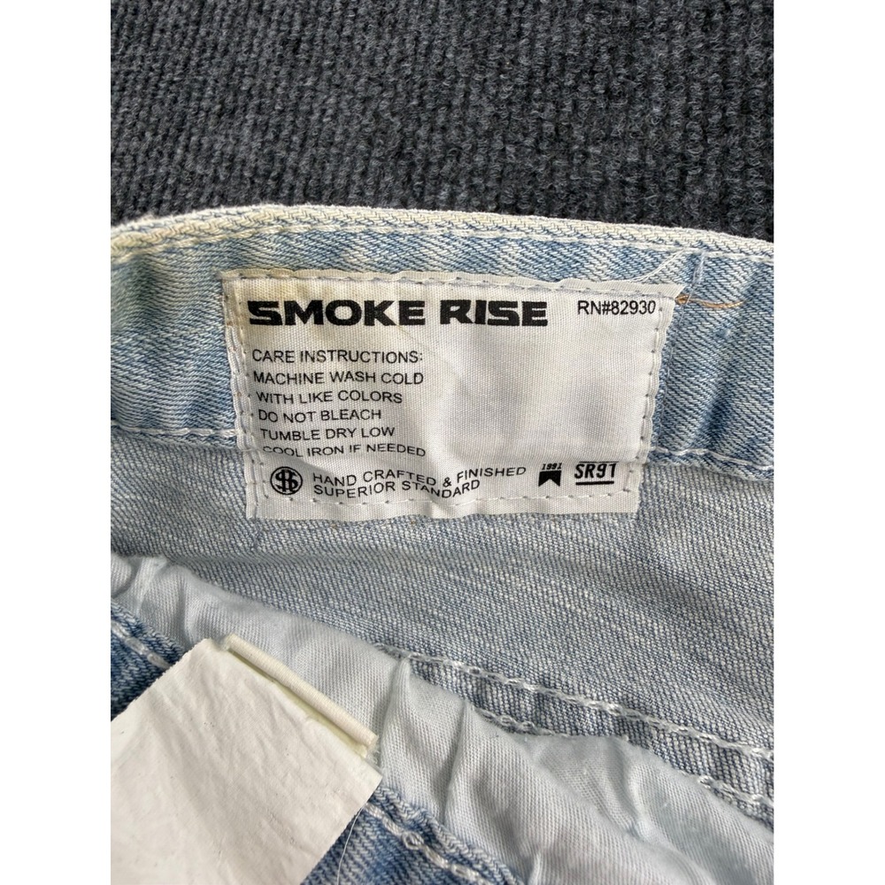 Smoke Rise DNM Co Mens Distressed Graphic Jeans Light Wash Skull Flame 38x34 - Picture 6 of 10
